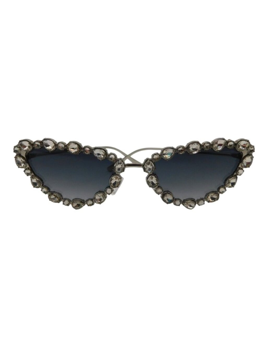 Rhinestone Embellished Cat Eye Sunglasses Wire Frame Glam Bling